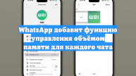 WhatsApp добавит функцию управления объёмом памяти для каждого чата
