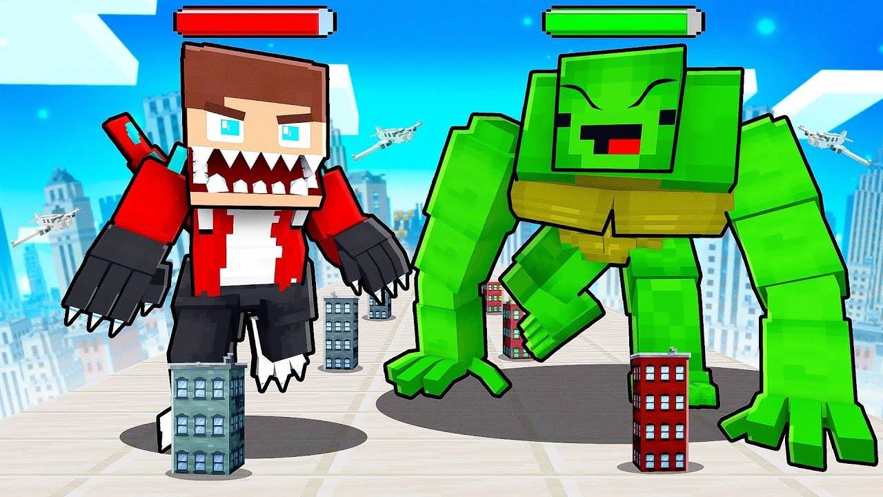 Джей Джей ГОДЗИЛЛА и Майки КИНГ-КОНГ в гигантской гонке - Майнкрафт-анимация Майзена