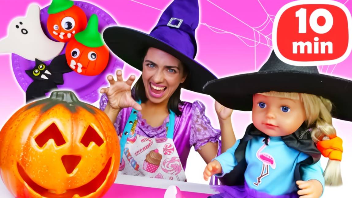 🎃 ГОТОВЛЮ ИГРУШКАМ! Хэллоуинские угощения для игрушек 🍪🧁Игры в пластилин Плей До