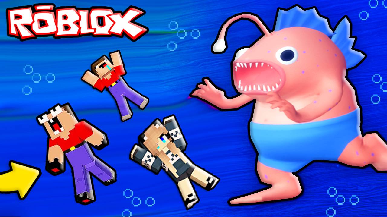 2 НУБА И ДЕВУШКА ПРО СПАСАЮТСЯ ОТ ПИРАНЬИ ПОД ВОДОЙ В РОБЛОКС