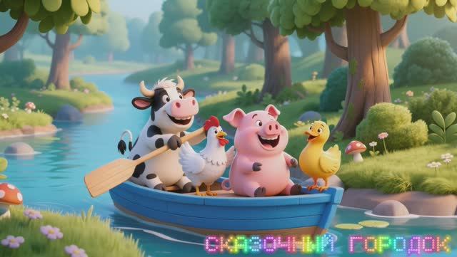 Весёлые животные плывут на лодке🌊 Мультик для детей 😛