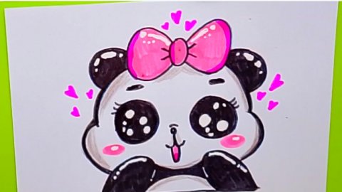 Как нарисовать милую панду легко и быстро! Рисунки для детей!Милая палочка🩷