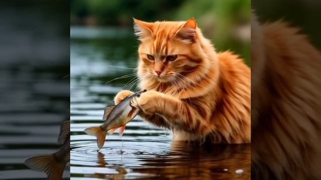 рыжий ловит рыбу