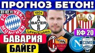 БАВАРИЯ - БАЙЕР ПРОГНОЗ АТЛЕТИКО - СЕВИЛЬЯ ОБЗОР НАПОЛИ - КОМО ПРОГНОЗ МИЛАН - РОМА