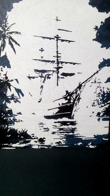 Картина по номерам.Парусник, продолжение.