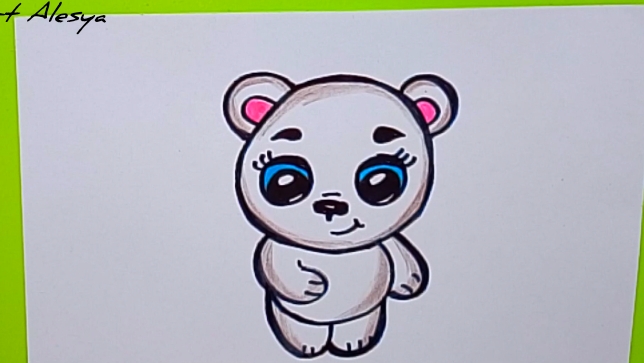 Как нарисовать милого белого мишку просто! Рисунки для срисовки!Милые рисунки! Рисунок мишки!