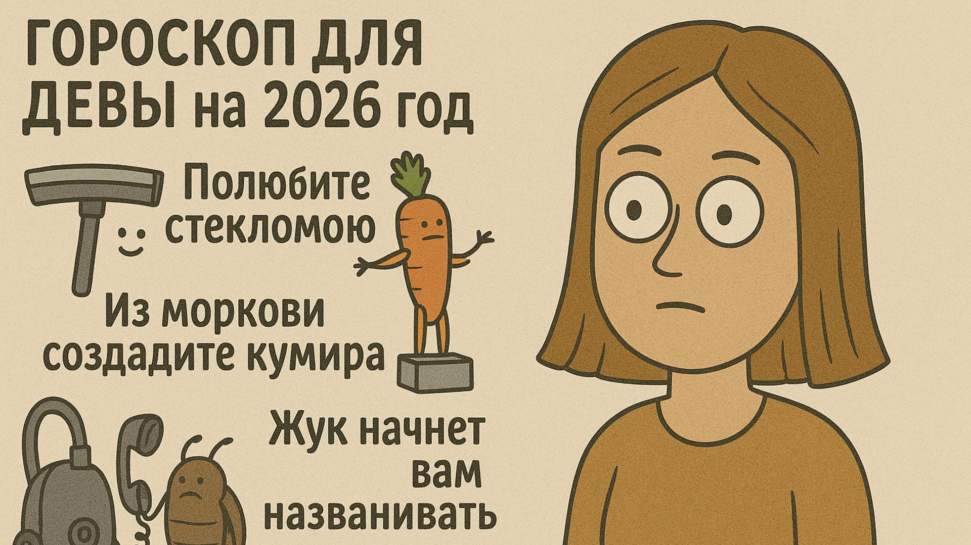 🎬 «Ржачный и абсурдный гороскоп для Девы на 2026 год — порядок, паника и вечная правка Вселенной