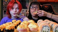 Мукбанг | Роллы и Суши 🍣, Спринг Ролл с Лососем | Обжор Асмр