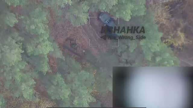 Удар БПЛА 'Герань' по ПУ БПЛА Всу в районе н.п. Мхи Черниговской области 💥🇷🇺👊