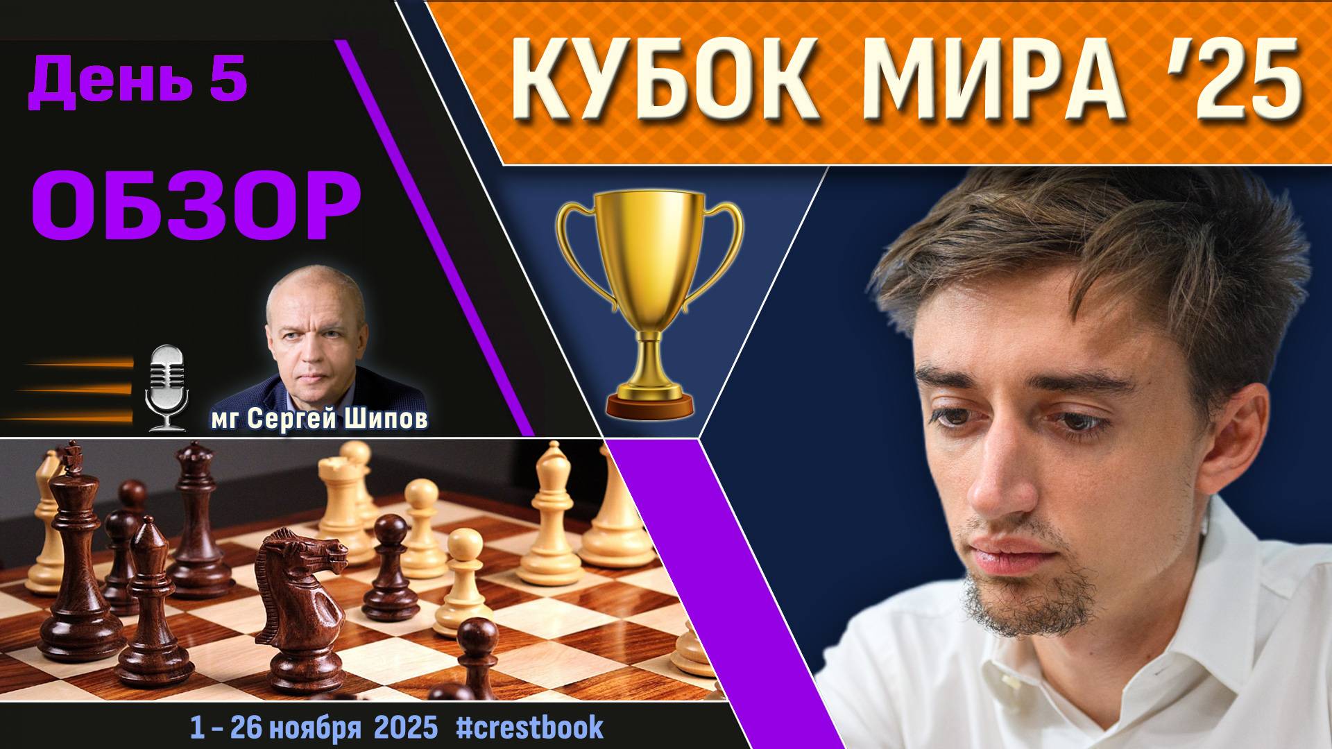 Обзор! 🏆 Кубок Мира 2025. День 5 [1/64, тур 2] ⏰ Сразу после тура 🎤 Сергей Шипов ♛ Шахматы