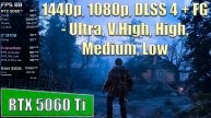 RTX 5060 Ti + i7 13700 5.2G Hell is Us 1440p, 1080p, DLSS 4 + FG - Ultra, High, Medium, Low