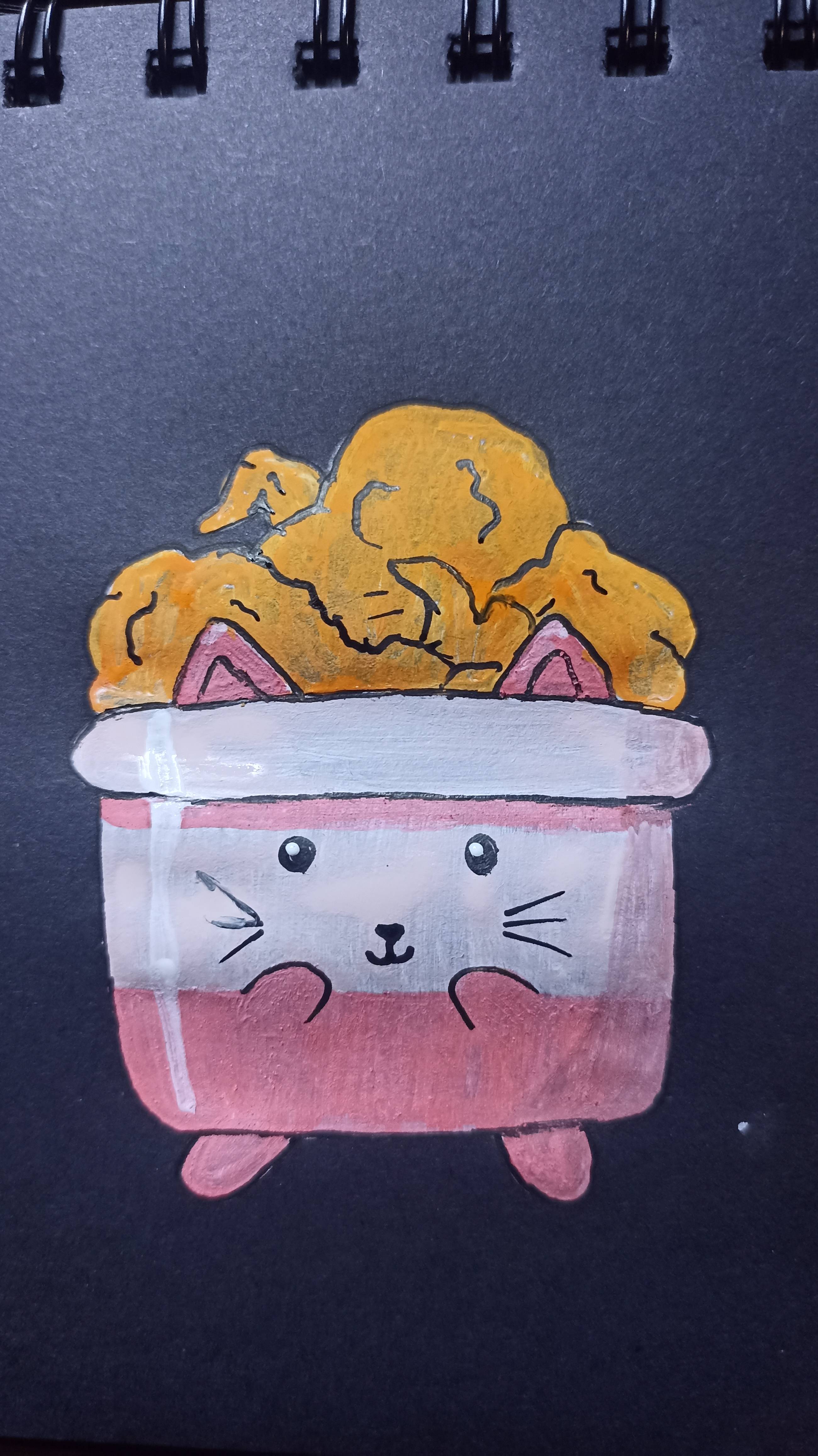 Рисунок гуашью / Жареная курочка