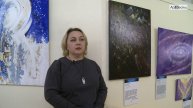 Художник Елена Назарова на выставке "Вселенское дело. Эволюция духа"