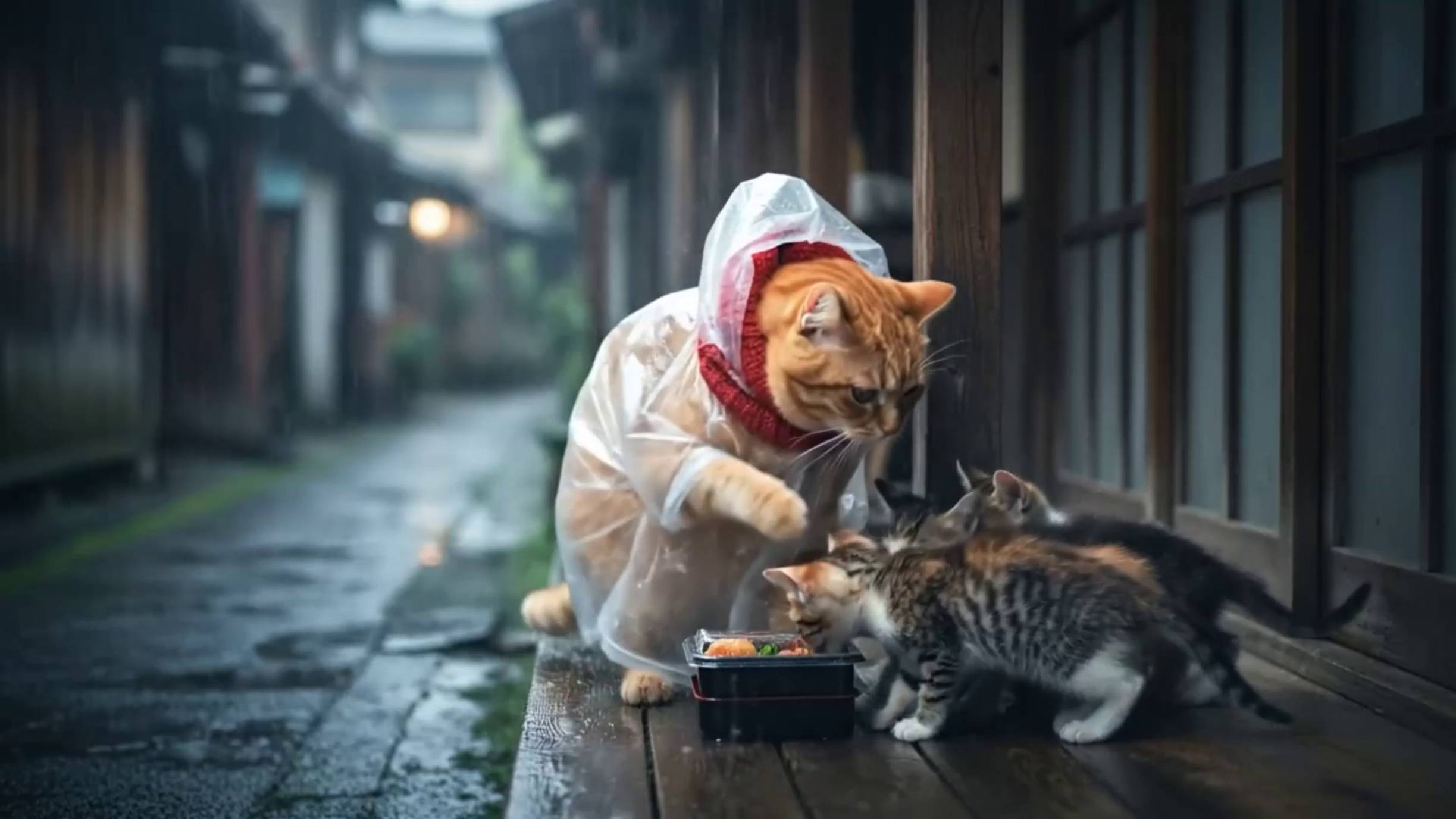 Как котики бездомных кормили