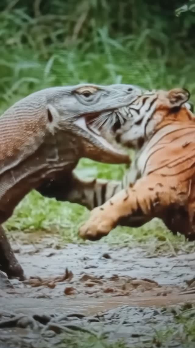 СХВАТКА ТИГРА с ВАРАНОМ😳#Shorts