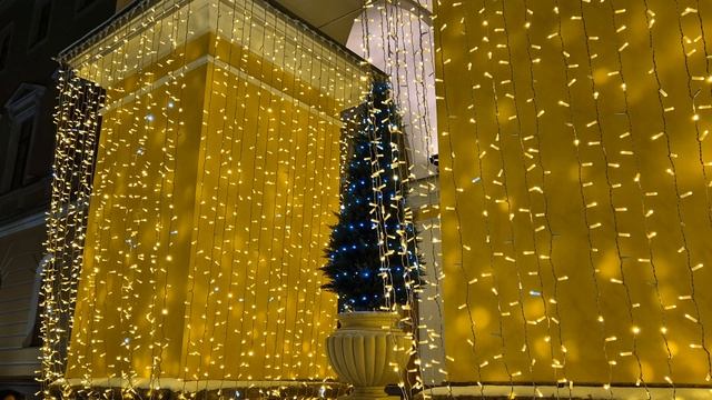 Праздничная подсветка фасада муниципального здания и улицы | Световое оформление