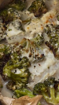 Филе минтая с брокколи под чесночным соусом 🥦 🐟