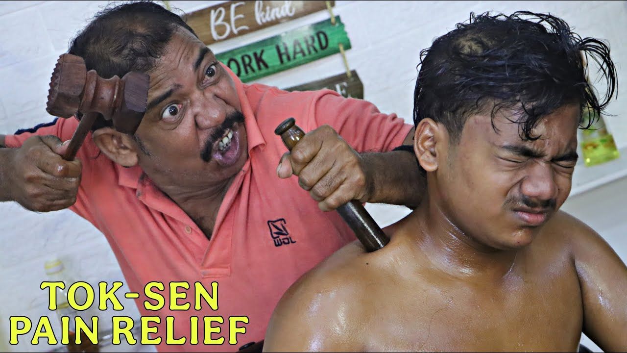 ASMR Tok Sen Massage | Neck & Shoulder Pain Relief | Neck, Spine & Hair Cracking by Asim Barber