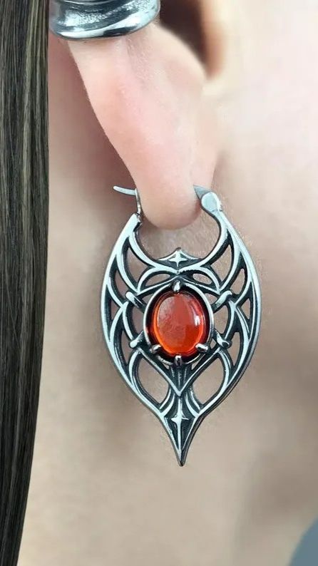 Длинные серьги "Алые сосуды вампира" от StarfallShop