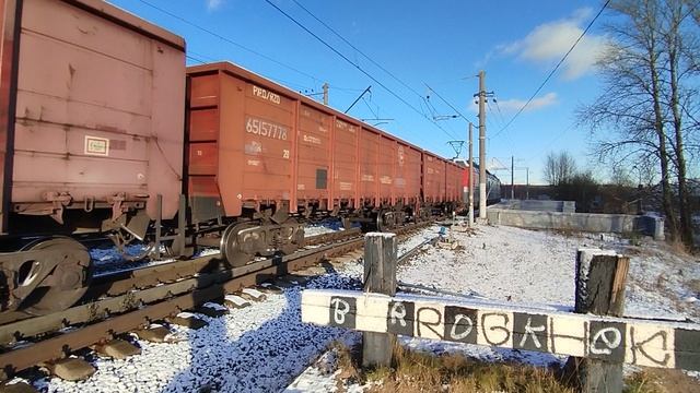 Грузовой под 3ЭС4К. Перегон Глухоозерская - Долгорукова Дача (СПб).