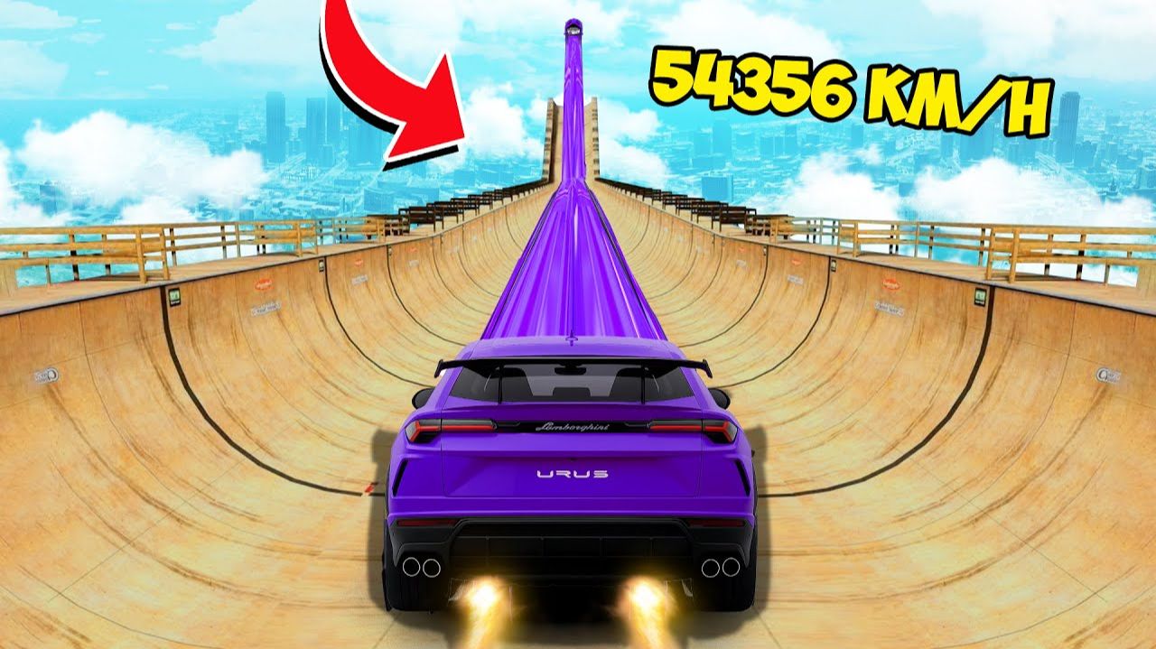 СПУСК БЕЗ ТОРМОЗОВ ПО МЕГА ТРАМПЛИНУ В ГТА 5 - ЭКСПЕРИМЕНТ В GTA 5