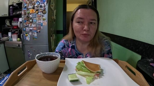 Рисоблин с начинкой, завтрак. Мукбанг #еда#вкусно