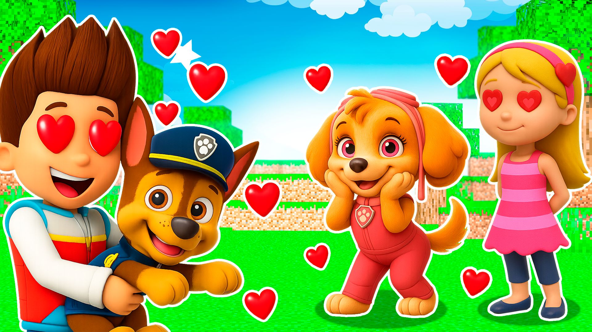 😨 1000 ДЕВУШЕК ЩЕНЯЧИЙ ПАТРУЛЬ ПОЦЕЛОВАЛИ РАЙДЕРА и ГОНЩИКА в МАЙНКРАФТ PAW PATROL МУЛЬТИК