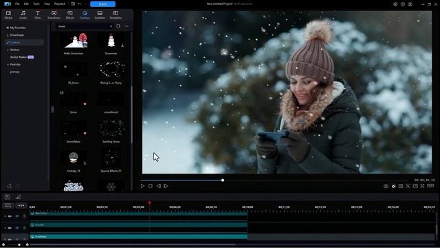PowerDirector 25...- Способы добавления типов снега в сцену в PowerDirector