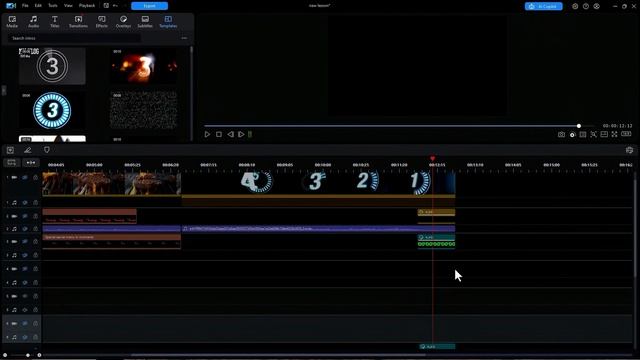 PowerDirector 25...- Как использовать шаблонные последовательности обратного отсчета