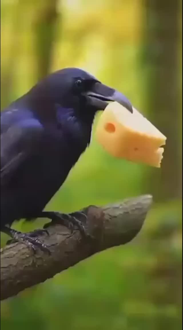 Ну не хрена себе басня....!!! #Воронаилисица #лиса #ворона #сыр #басня #крылов #ИИ #лисица #ворон