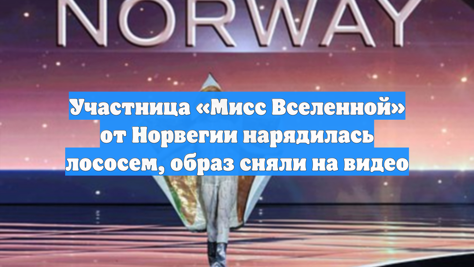 Участница «Мисс Вселенной» от Норвегии нарядилась лососем, образ сняли на видео