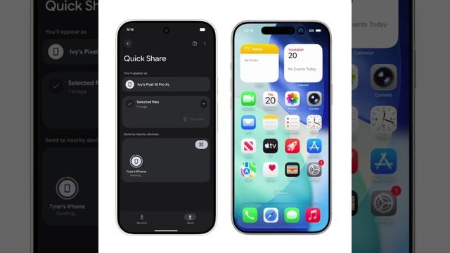 Работа Apple AirDrop с Android Quick Share