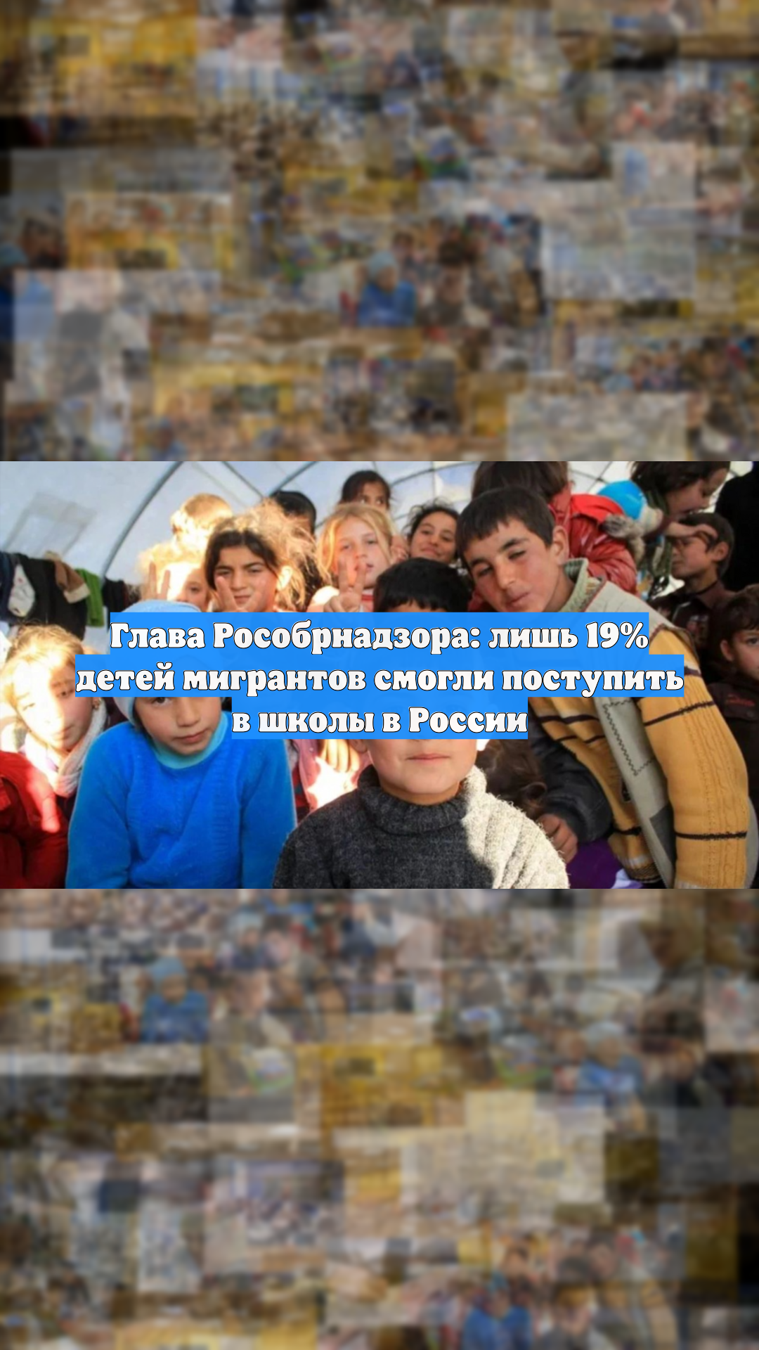 Глава Рособрнадзора: лишь 19% детей мигрантов смогли поступить в школы в России