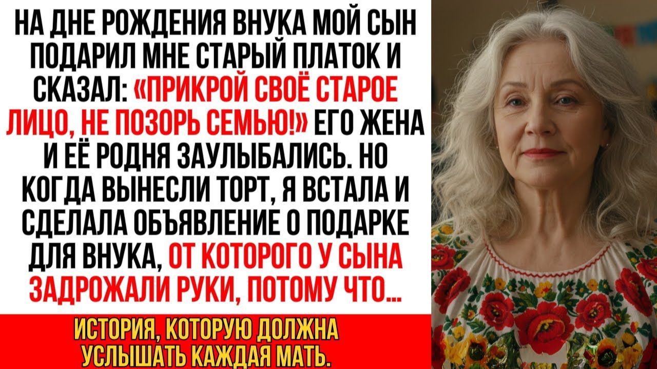 Сын подарил мне старый платок, сказав: «Прикрой старое