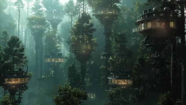 Другой мир – город в лесу с атмосферной музыкой для медитации и релаксации.