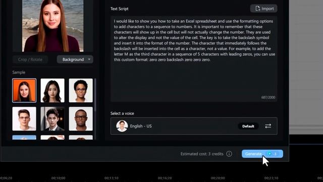 PowerDirector 25...- Как использовать говорящий аватар с искусственным интеллектом