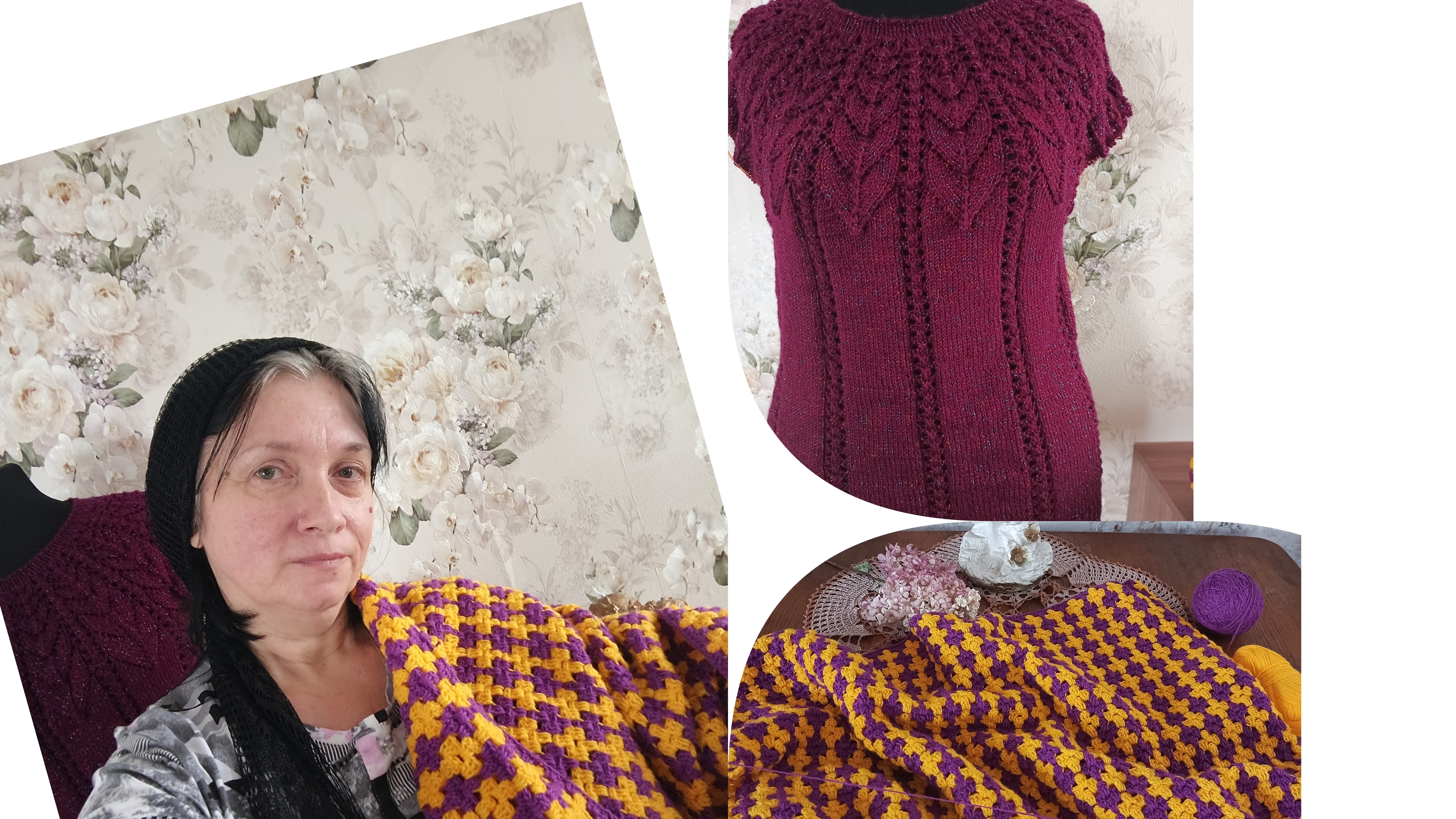 23-11-2025.Мои ещё два процесса.Классный плед который хочется быстрее связать 🧶🧶🧶.