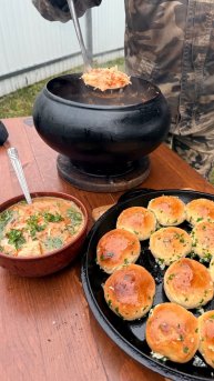 Русские томленые щи в дровяной печи