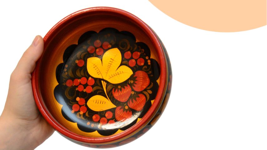 Чашка деревянная расписная хохлома D16,5 H7,5. Арт.30002