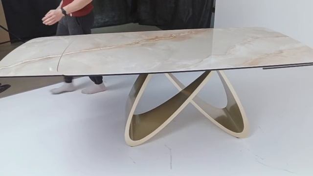 Стол обеденный Q-Home Palacio, 180/260 см, раздвижной, глянцевая керамика Grand Jade / Шампань