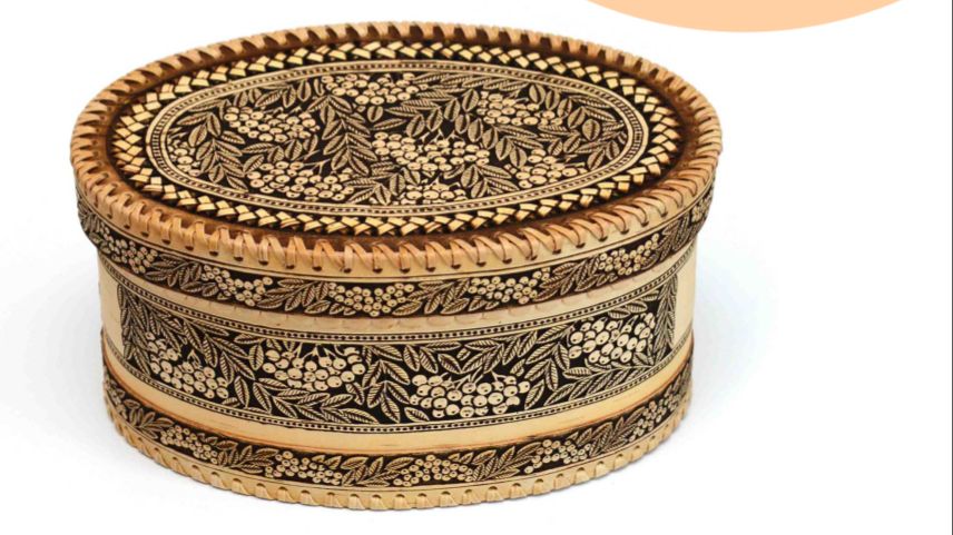 Батонница из бересты овальная "Рябинка". Арт.0090