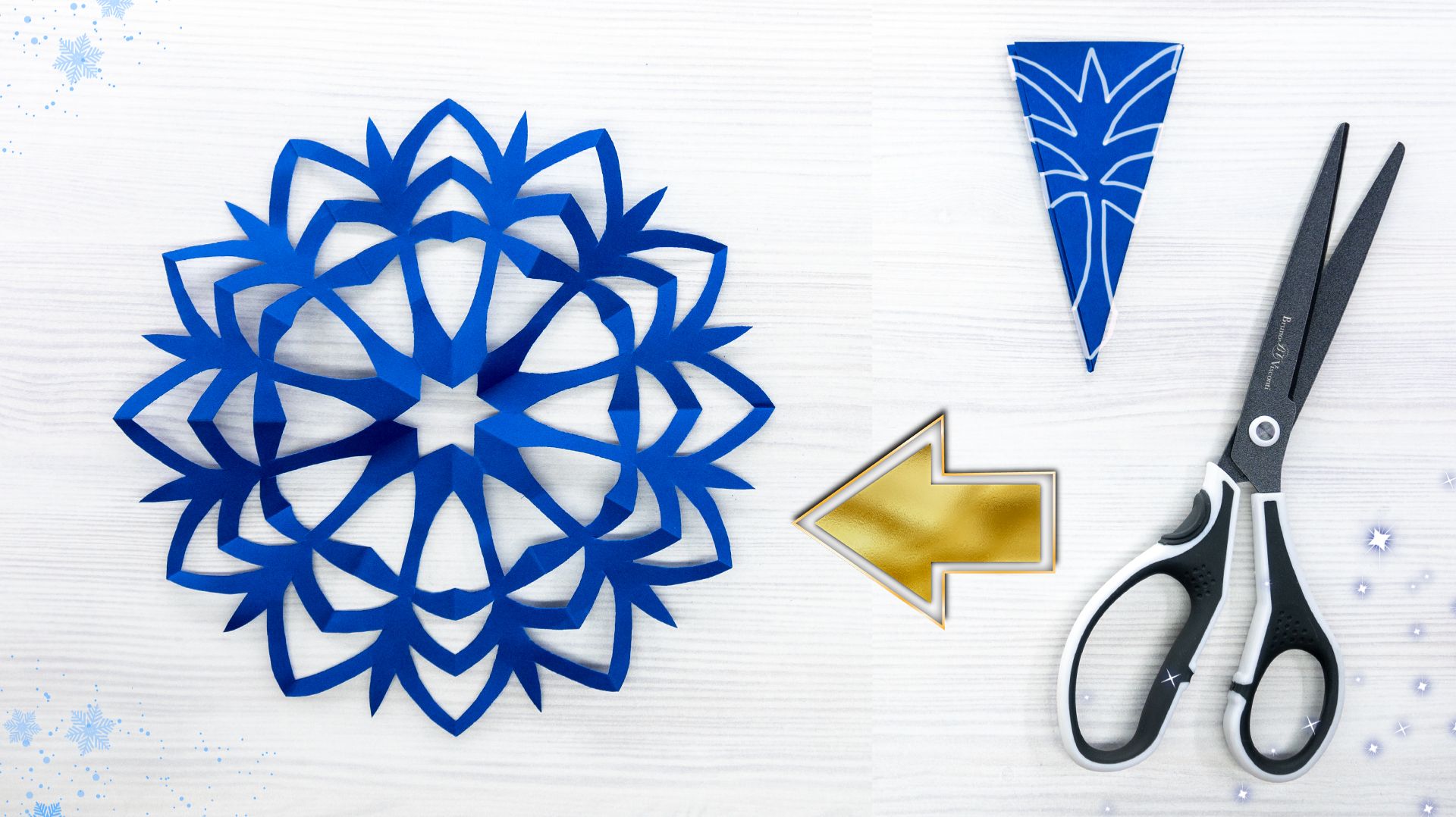Учебное пособие по созданию снежинки из бумаги в стиле пальмы формата А4