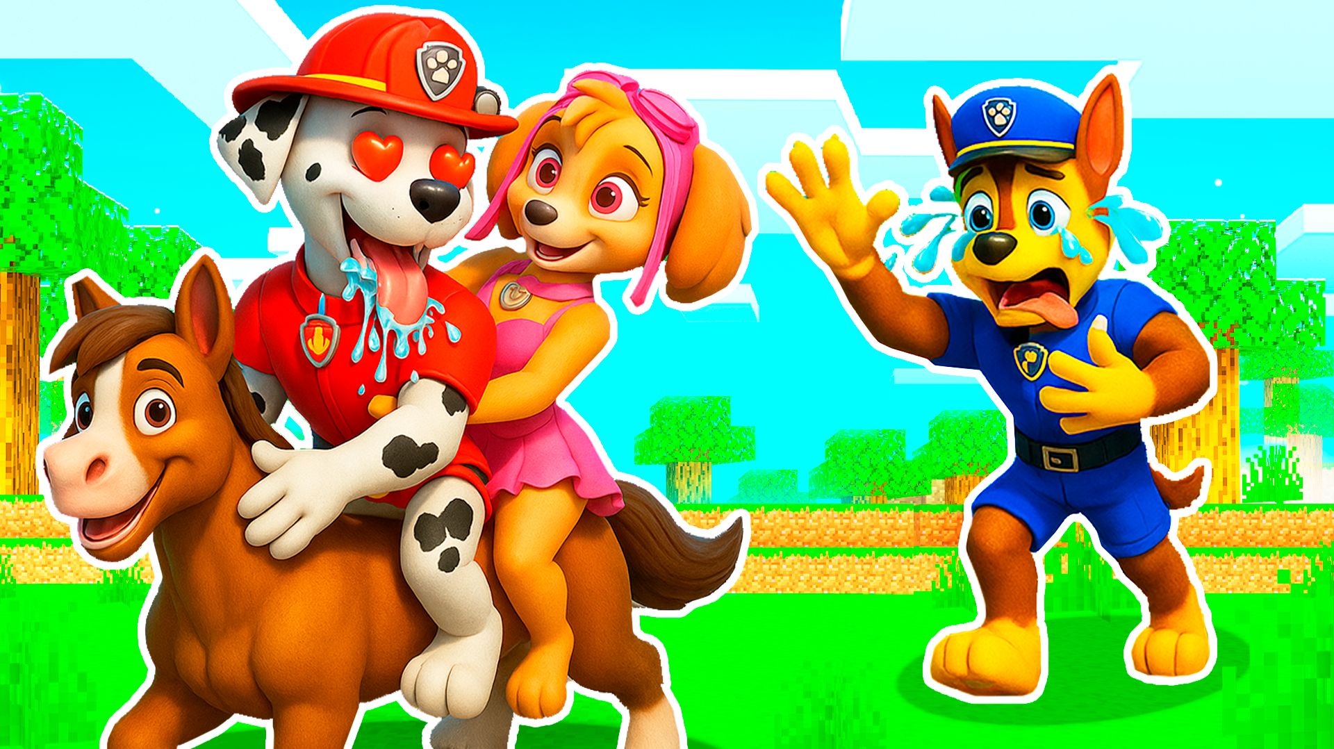 😨 МАРШАЛ ВЛЮБИЛСЯ И УВЁЛ ДЕВУШКУ СКАЙ У ГОНЩИКА ЩЕНЯЧИЙ ПАТРУЛЬ в МАЙНКРАФТ PAW PATROL МУЛЬТИК
