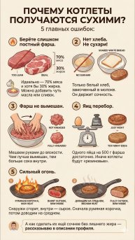 Как сделать котлеты сочными: 5 ошибок