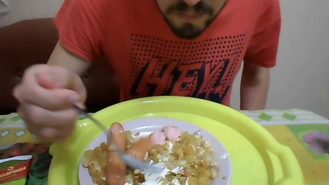 ОБЖОР КАБАЧОК ОБЖАРЕННЫЙ С ЧЕСНОКОМ С ОЧЕНЬ ВКУСНЫМИ КЛИНСКИМИ СОСИСКАМИ