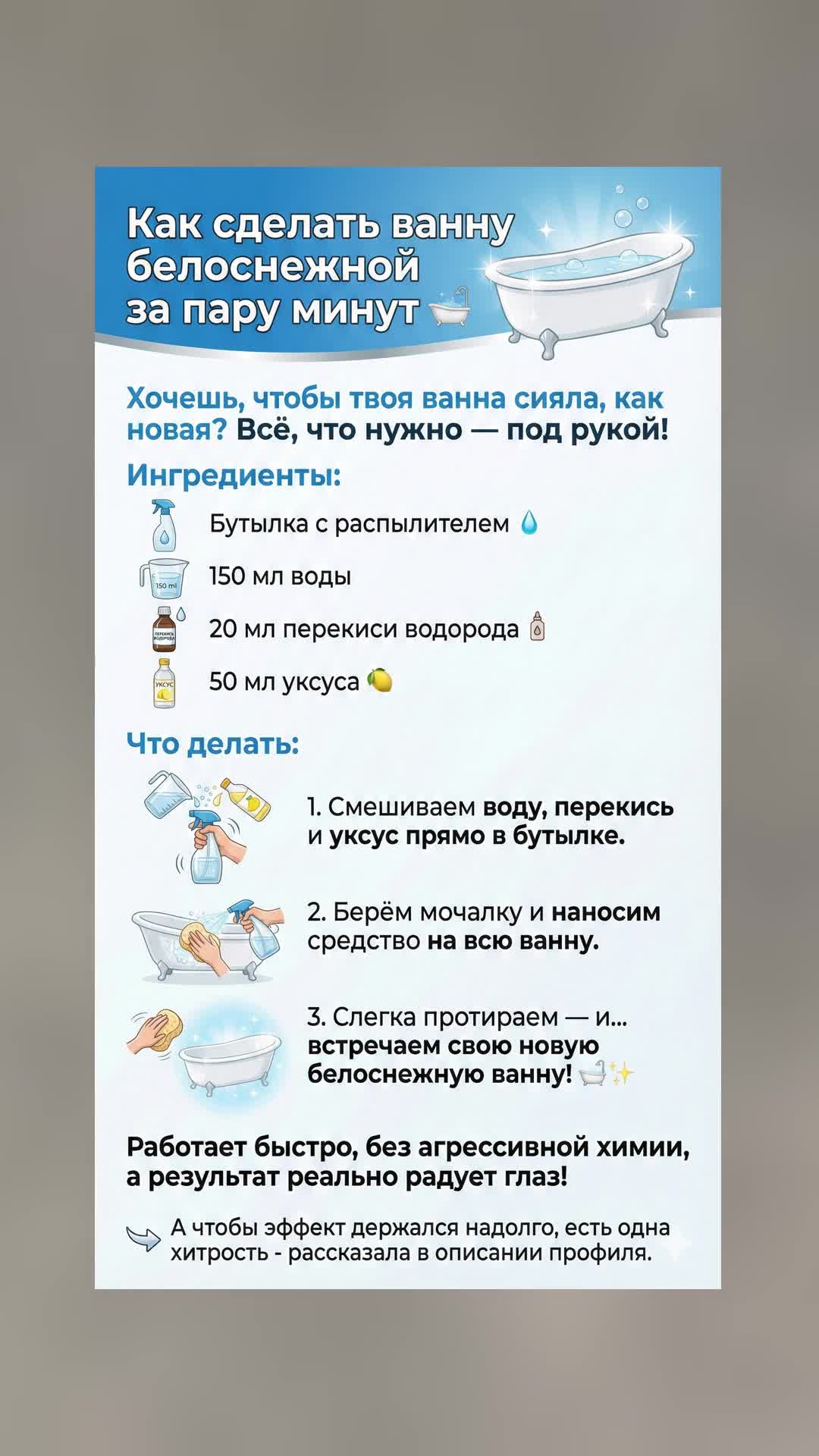 Секрет белоснежной ванны за 5 минут