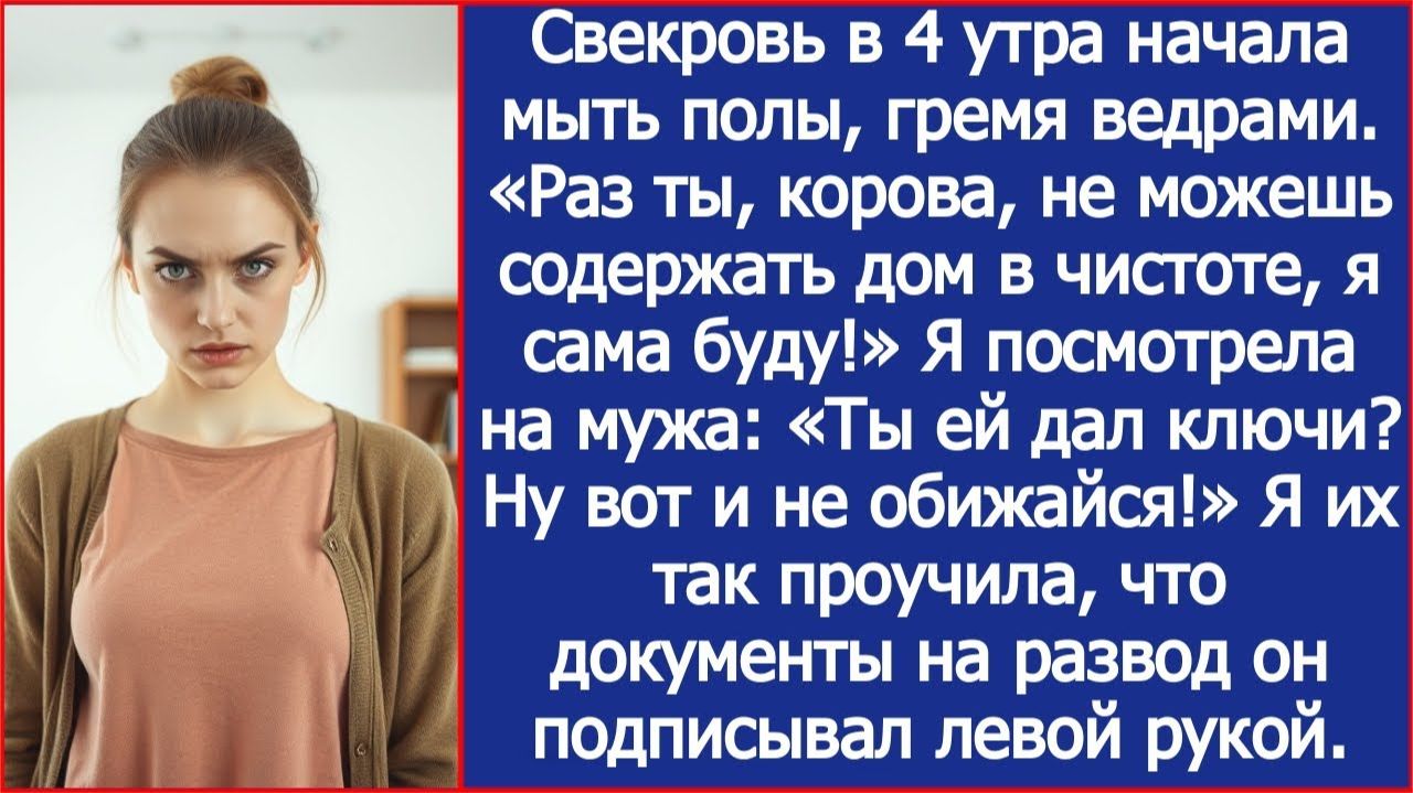 Это ты своей матери дал ключи? Ну вот и не обижайся! Документы на развод он подписывал левой рукой.