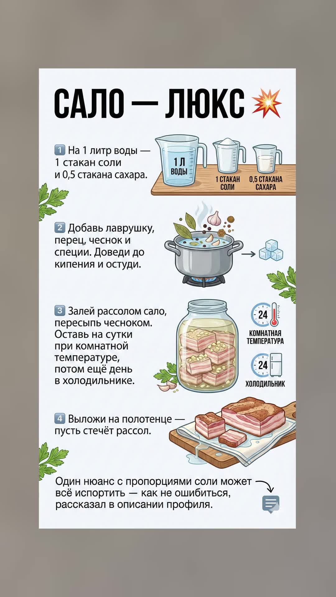 Идеальный рецепт сала: пошаговая инструкция