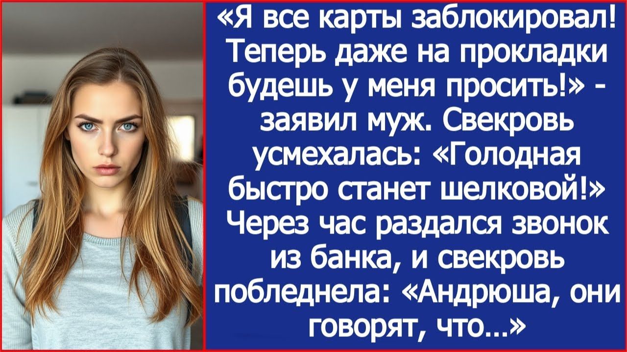 «Я все карты заблокировал! Теперь даже на прокладки будешь у меня просить!» - заявил муж.