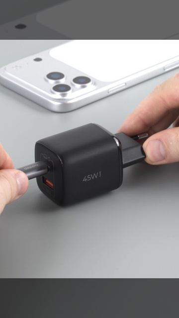 СЗУ USB-C + USB-A, PD 3.0, QC 4.0+, 45W, GaN, черный, от Deppa, 11478